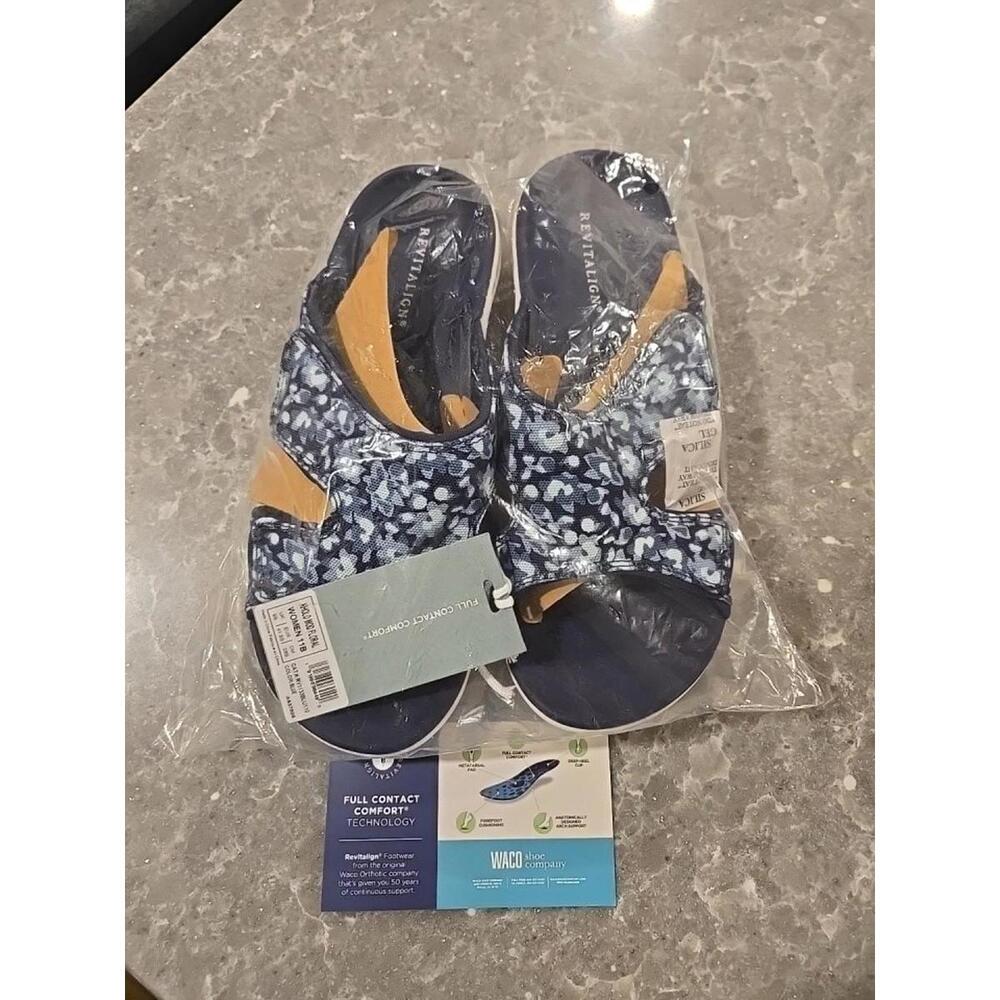 Revitalign Orthotic Kholo Mod Floral Slide Sandals US Size 11B Blue, Floral
